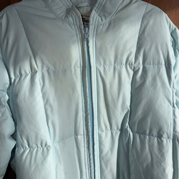 L.L. Bean Goose Down Long Duster Jacket Puffer Hoodie size L Women VINTAGE ll - Picture 2 of 5